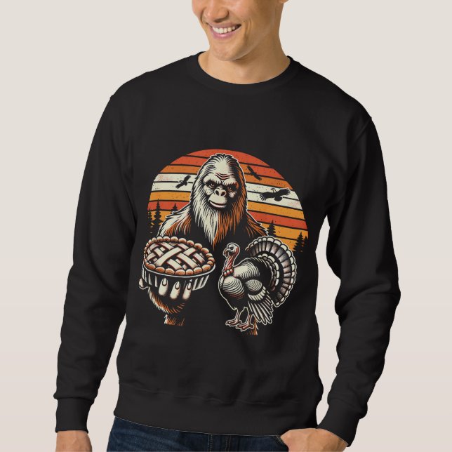 Funny Bigfoot Sasquatch Truthahn Erntedank Sweatshirt (Vorderseite)