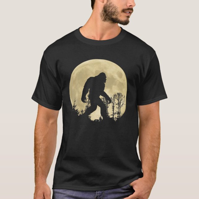 Funny Bigfoot Sasquatch Vollmondwald T-Shirt (Vorderseite)