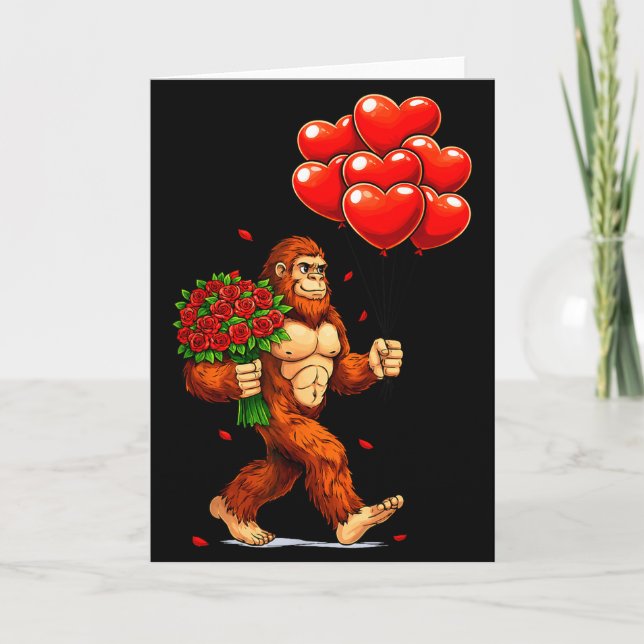 Funny Bigfoot Valentine Love Hearts Sasquatch Grap Karte (Vorderseite)