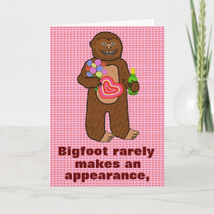 Funny Bigfoot Valentine's Day Cartoon Sasquatch Feiertagskarte