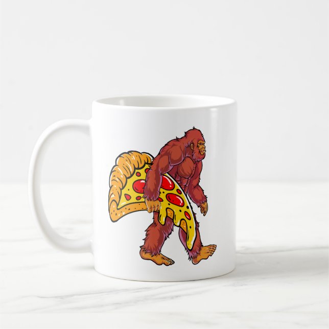 Funny Bigfoot Wandern mit großer Pizza Slice Kaffeetasse (Links)