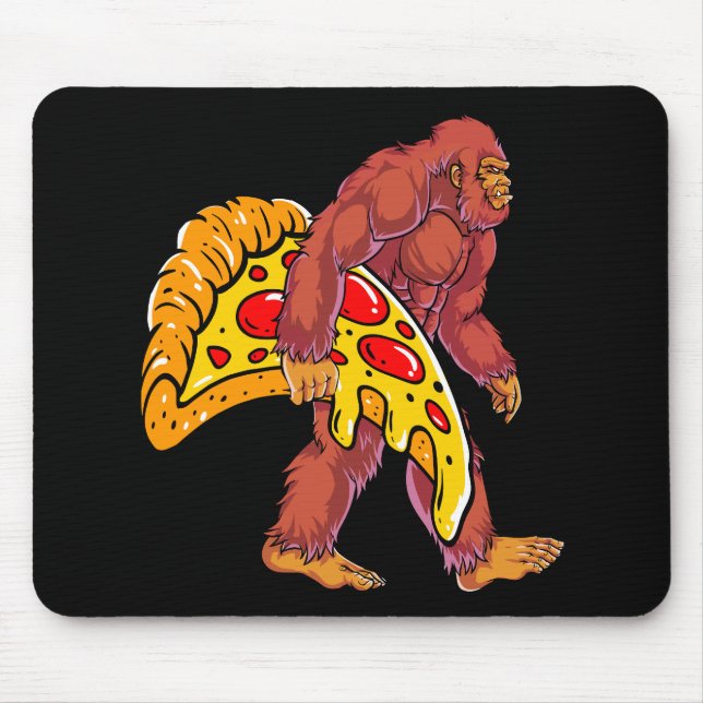 Funny Bigfoot Wandern mit großer Pizza Slice Mousepad (Vorne)