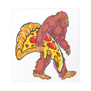 Funny Bigfoot Wandern mit großer Pizza Slice Notizblock