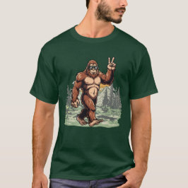 Funny Bigfoot Wearing Sunglasses Forest Design T-Shirt