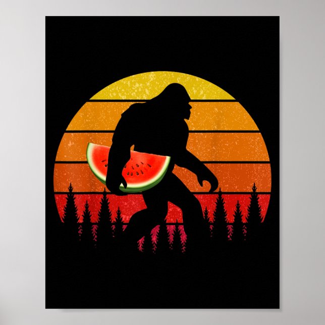 Funny Bigfoot With Watermelon Slice Melon Summer Poster (Vorne)