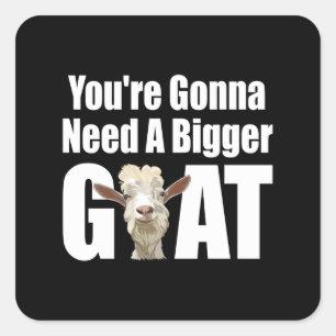 Funny Bigger Goat on Black Background Quadratischer Aufkleber