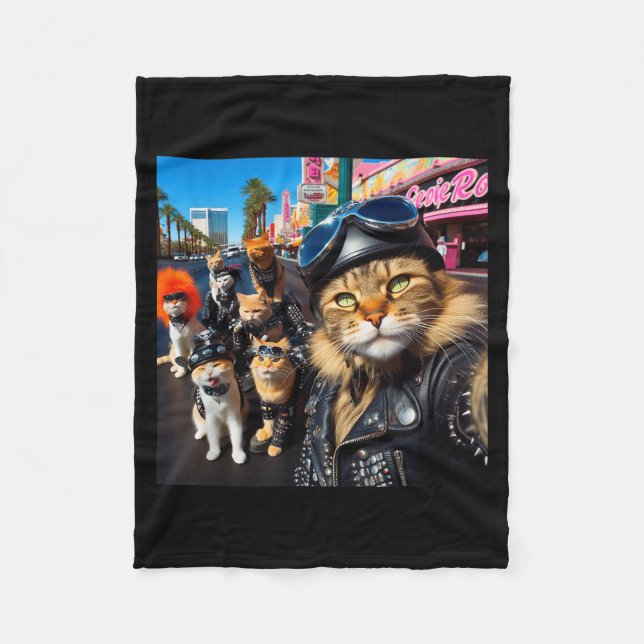 Funny Biker Cats Gangster Cats Street Motorcycle C Fleecedecke (Vorderseite)
