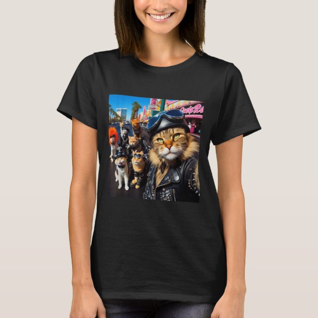 Funny Biker Cats Gangster Cats Street Motorcycle C T-Shirt (Vorderseite)