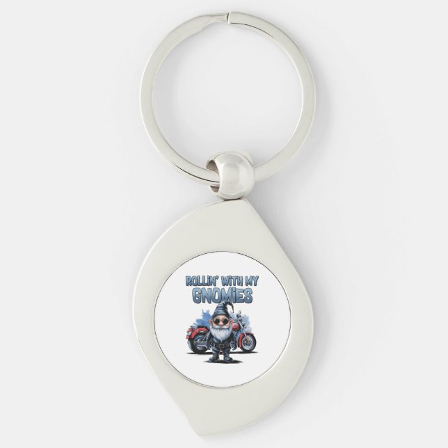 Funny Biker Gnome Keychain | Cool Gift for Bikers Schlüsselanhänger (Vorderseite)