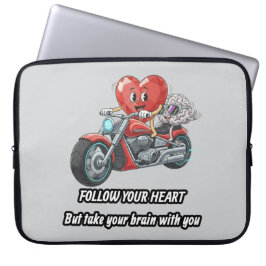 Funny biker heart follow your heart quote laptopschutzhülle