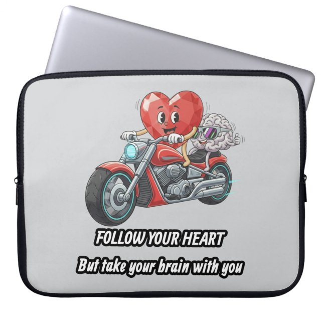 Funny biker heart follow your heart quote  laptopschutzhülle (Vorderseite)