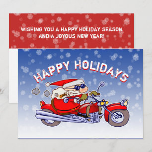 Funny Biker Weihnachtsmann Grußkarte Karte