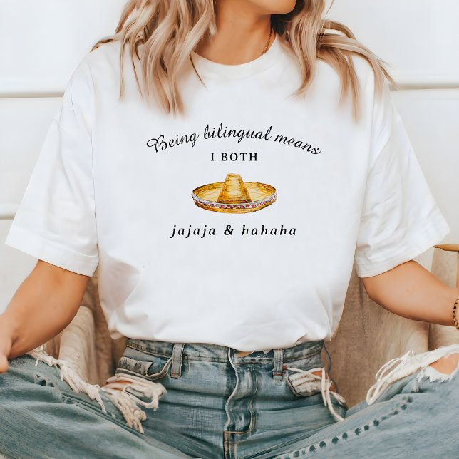 Funny Bilingual | Jajaja & Hahaha Spanisch Englisc T-Shirt (Von Creator hochgeladen)