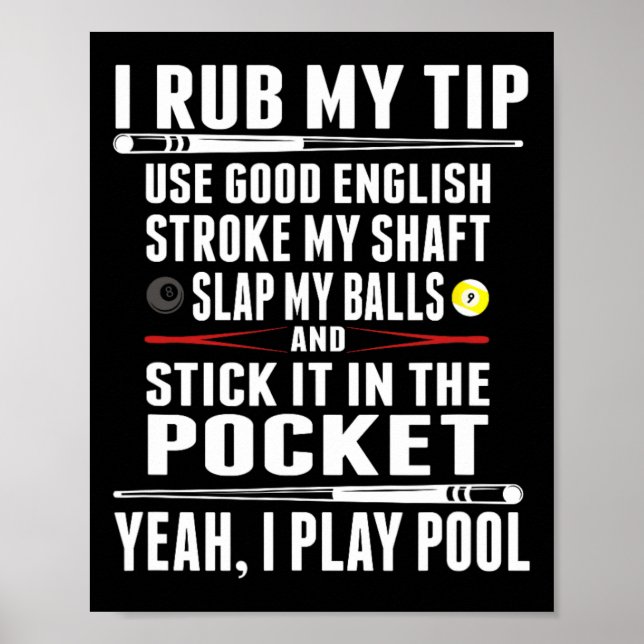 Funny Billiard Cue Ball I Rub Mein Tipp Poster (Vorne)