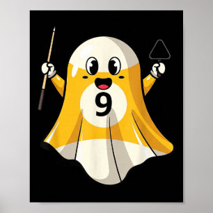 Funny Billiard Ghost Pumpkin Boo Halloween Kinder  Poster