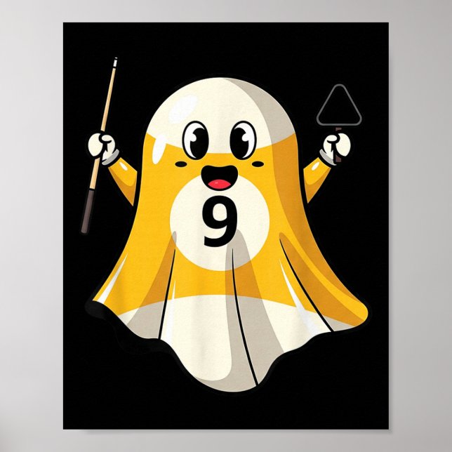 Funny Billiard Ghost Pumpkin Boo Halloween Kinder  Poster (Vorne)
