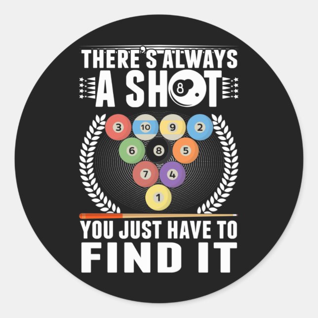 Funny Billiard Joke Cue Snooker Pool Player Runder Aufkleber (Vorderseite)