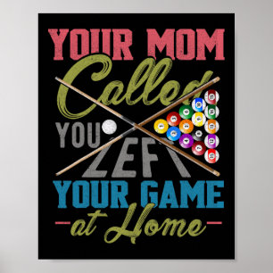 Funny Billiard Pool Cue Shirt Funny Pool Billiard Poster