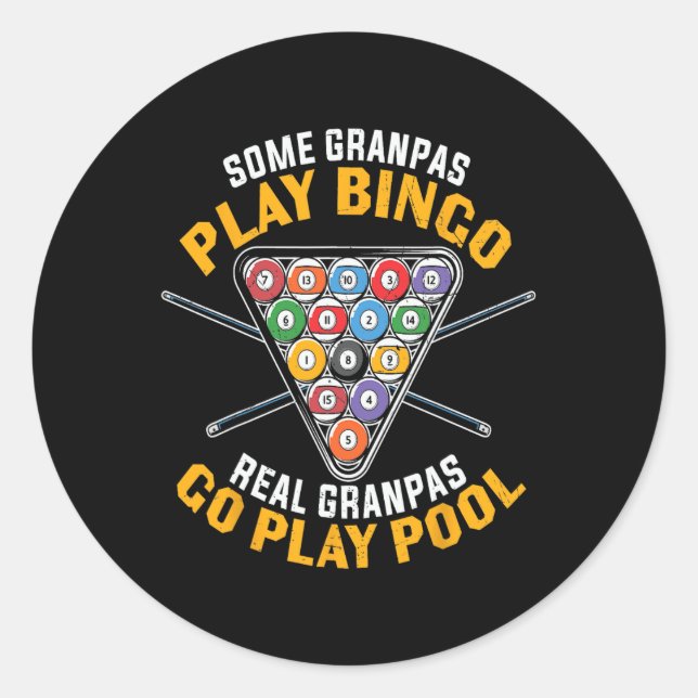Funny Billiard Pool Opa Beruflich Billiard Runder Aufkleber (Vorderseite)