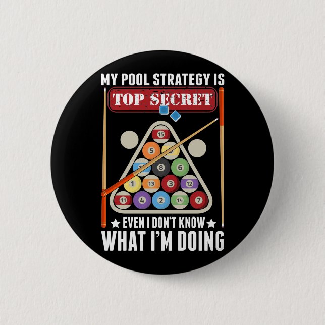 Funny Billiard Strategie Cue Snooker Pool Player Button (Vorderseite)