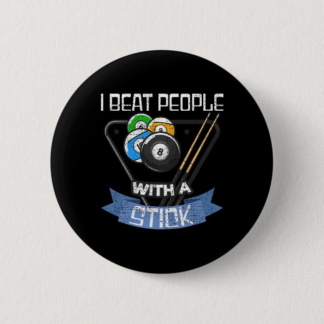 Funny Billiards Player Ich schlage Leute mit einem Button (Vorderseite)