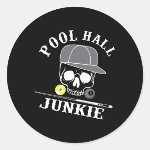 Funny Billiards Pool Hall Junkie für Pool-Spieler Runder Aufkleber