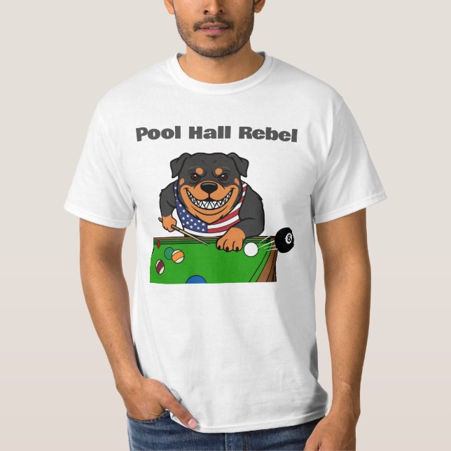 Funny Billiards Pool Hall Rebel Rottweiler T-Shirt (Vorderseite)