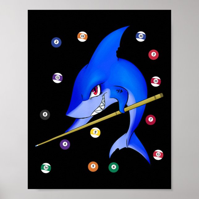 Funny Billiards Pool Shark Male Poster (Vorne)