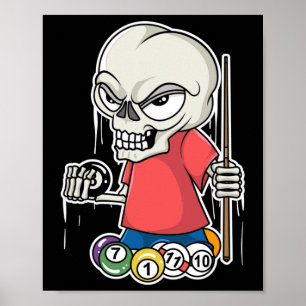Funny Billiards Skull I Snooker Pool Player Gesche Poster