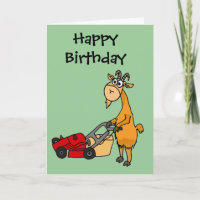 Funny Billy Goat Pushing Lawn Mower Cartoon