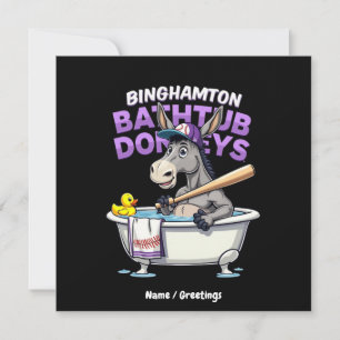 Funny Binghamton Baseball Bathtub Donkey Vintag Einladung