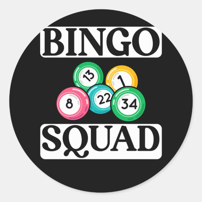 Funny Bingo Squad Sprichwort Bingo Runder Aufkleber (Vorderseite)