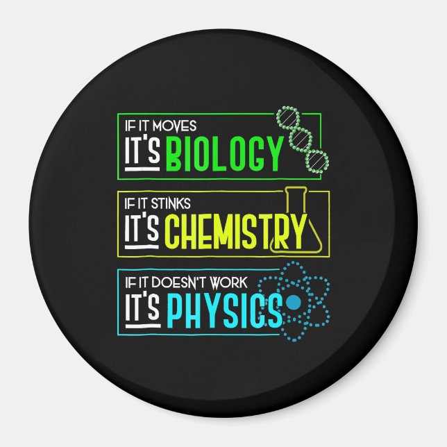 Funny Biology Chemistry Physical Science Nerd Magnet (Vorne)
