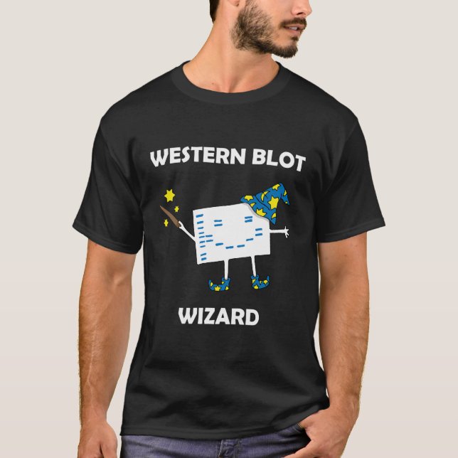 Funny Biology Western Blot Wizard T-Shirt (Vorderseite)