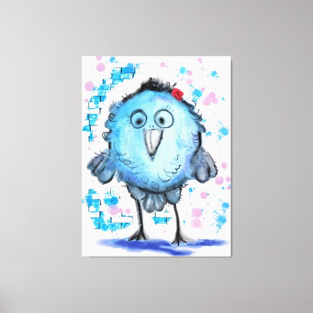 Funny Bird - Aquarell Leinwanddruck (Vorderseite)