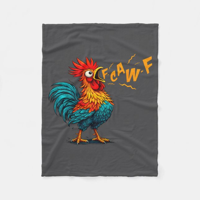 Funny Bird Fcawf Chicken F Caw F Rooster Whisperer Fleecedecke (Vorderseite)