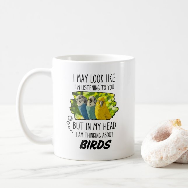 Funny Bird Lover Geschenk, schöne farbenfrohe Vöge Kaffeetasse (Mit Donut)