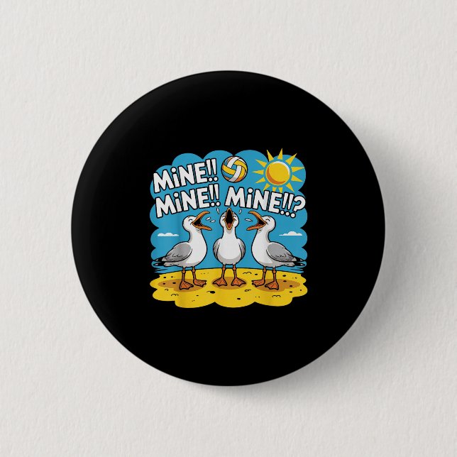 Funny Bird Pielen Volleyball Mine Game Day Vibes Button (Vorderseite)