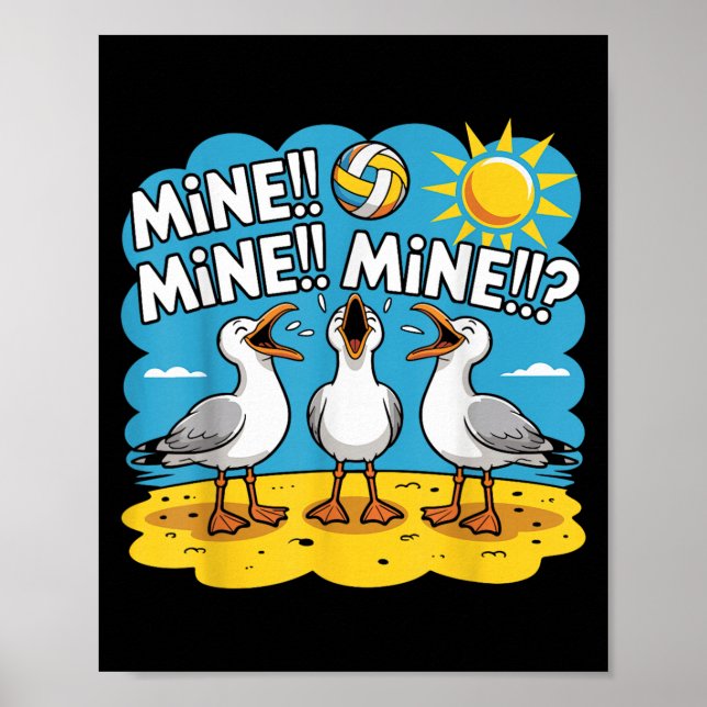 Funny Bird Pielen Volleyball Mine Game Day Vibes Poster (Vorne)