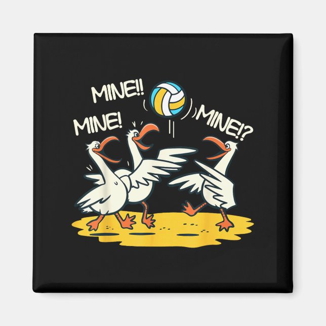 Funny Bird Playing Volleyball Mine Game Day Beach  Magnet (Vorne)