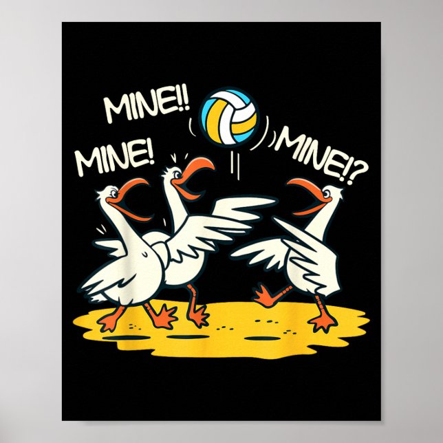Funny Bird Playing Volleyball Mine Game Day Beach  Poster (Vorne)
