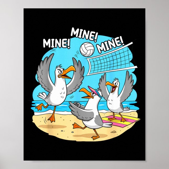 Funny Bird Playing Volleyball Mine Game Day Vibes  Poster (Vorne)