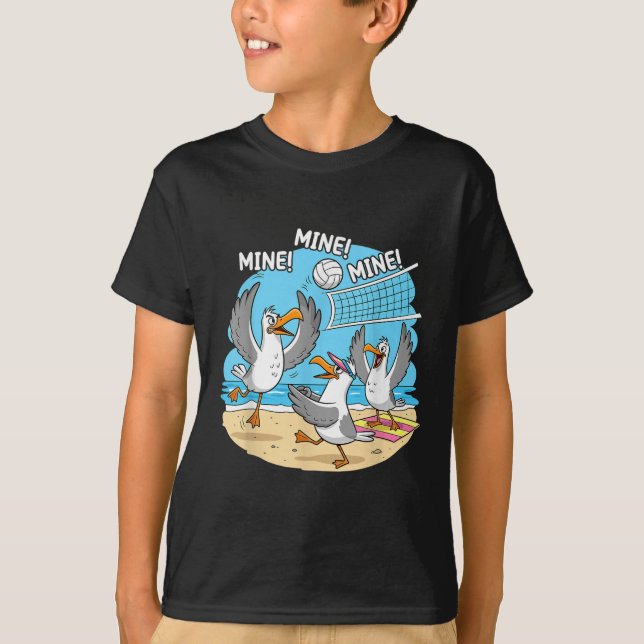 Funny Bird Playing Volleyball Mine Game Day Vibes  T-Shirt (Vorderseite)