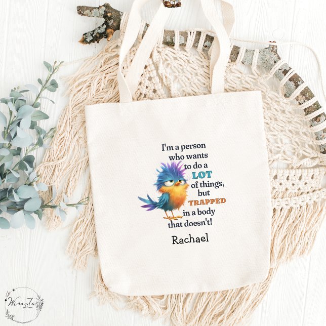 Funny Bird Sarcastic Zitat Lazy Procrastinator Tragetasche (Von Creator hochgeladen)
