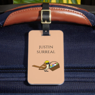 Funny Bird w Colorful Eggs Basket   Personalisiere Gepäckanhänger