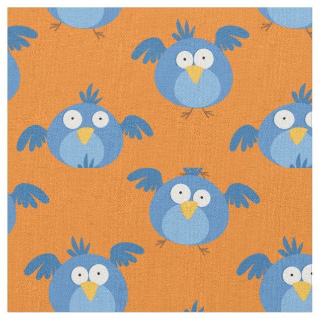 Funny Birds Albern Blue Bird Kids Cartoon Stoff (Nahaufnahme)