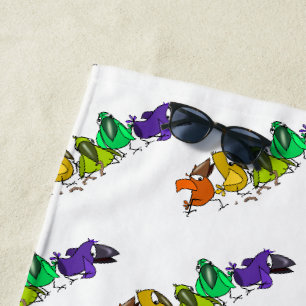 Funny Birds Beach Handtuch