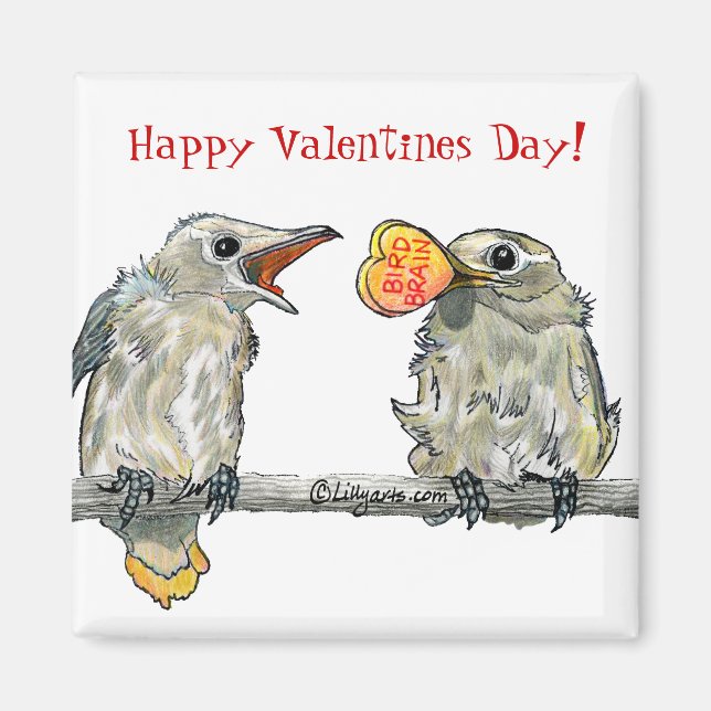 Funny Birds Happy Valentines Day Magnet (Vorne)