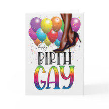 Funny Birth GAY African American Rainbow Birthday