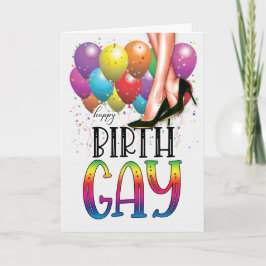 Funny Birth GAY White Weibliche Legs Rainbow Birth Karte